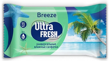 Салфетки влажные Ultra Fresh Breeze 15 шт