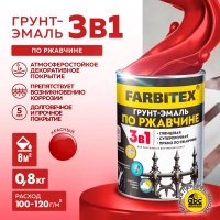 Грунт-эмаль по ржавчине Farbitex красная 0,8 кг от интернет-магазина Венас