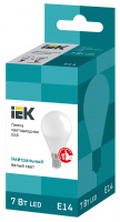Лампа светодиодная IEK 7 Вт Е14 шар G45 4000K матовая