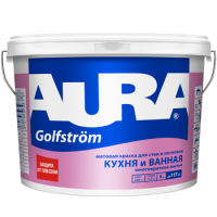 Краска для ванной и кухни особопрочная Aura Golfstrom база A 9 л от интернет-магазина Венас