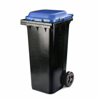 Бак д/мусора на колесах /пласт/120л/ 580х480х970мм/синий с черным/крышка/