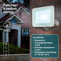 Прожектор светодиодный Эра LPR-023-W-65K-010 10 Вт 6500К IP65 белый